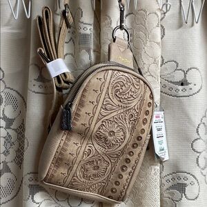 Trinity Ranch Tan Embossed Crossbody Bag
